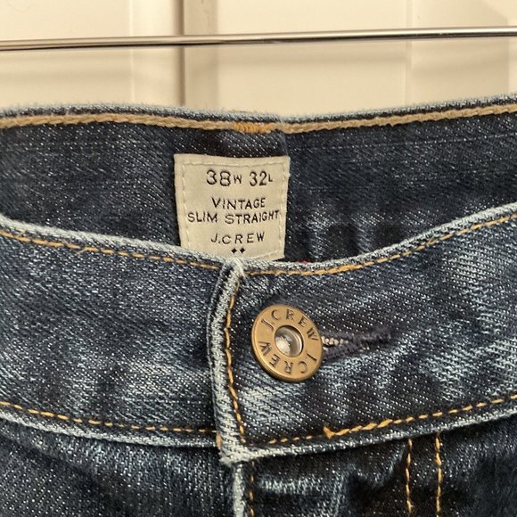 J. Crew Mens Vintage Slim‎ Straight Size 38x32 Denim Blue Jeans 5 Pocket - Picture 7 of 11